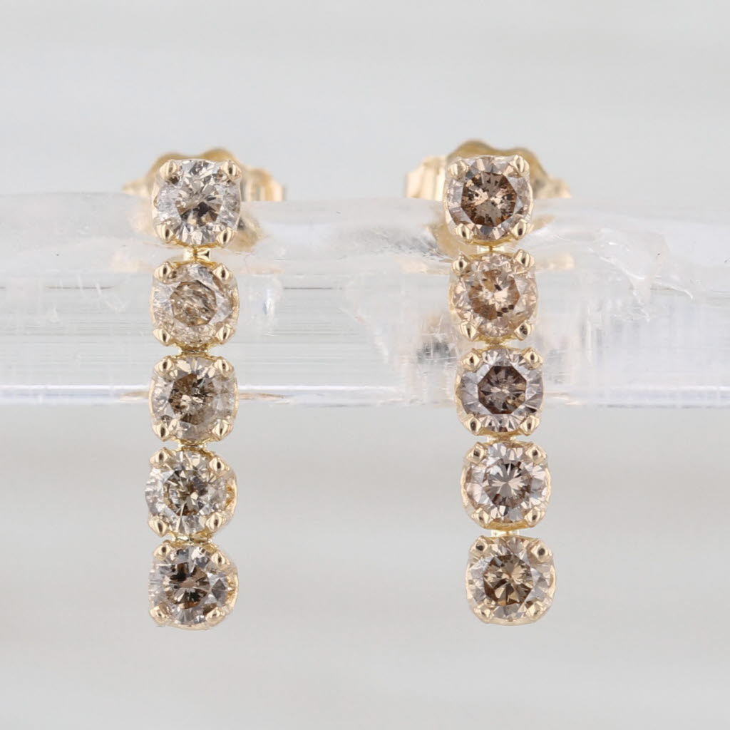 0.40ctw Diamond Journey Drop Earrings 14k Yellow Gold