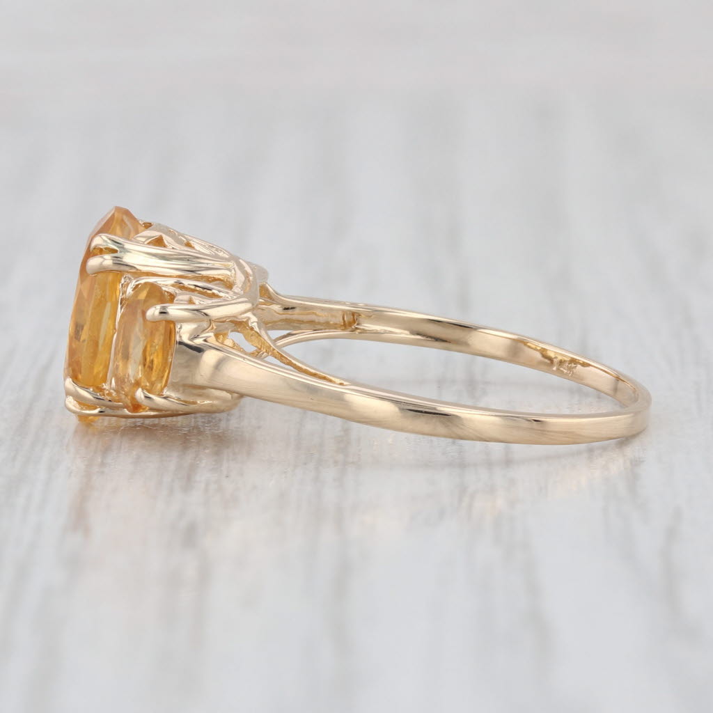 3.15ctw Oval Citrine 3-Stone Ring 14k Yellow Gold Size 8.25