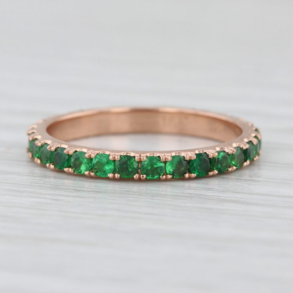 1ctw Tsavorite Green Garnet Eternity Band 18k Rose Gold Stackable Ring Size 6.5