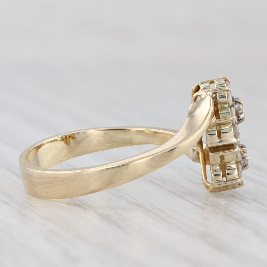 Light Gray 0.20ctw Diamond Flower Cluster Bypass Ring 14k Yellow Gold Size 7.25