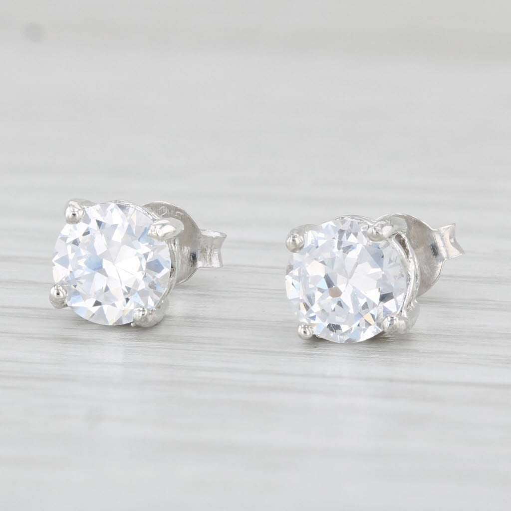 Light Gray 1.52ctw Cubic Zirconia Stud Earrings Sterling Silver Round Solitaire Studs