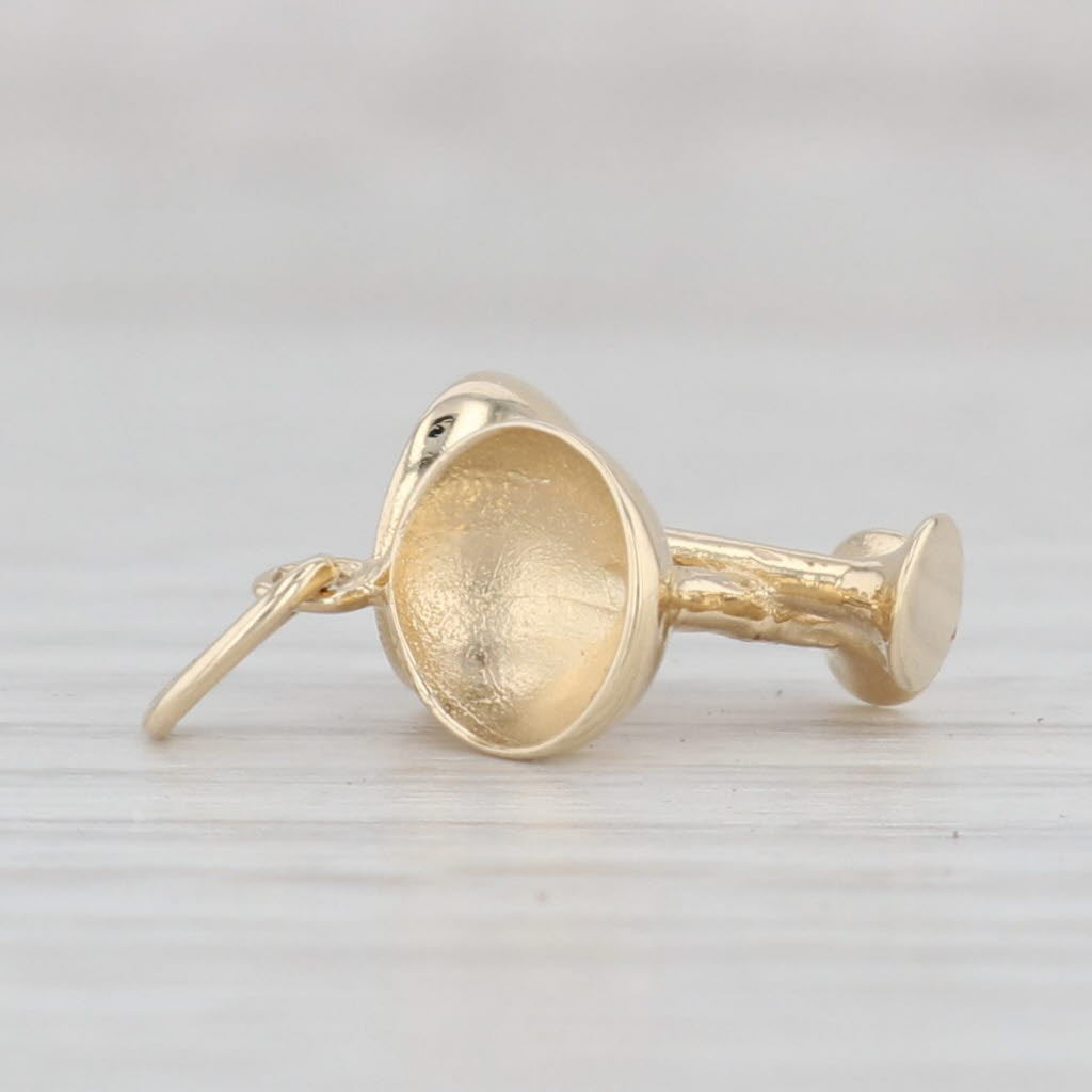 Light Gray Champagne Glasses Charm 14k Yellow Gold Bridal Jewelry Toast Pendant