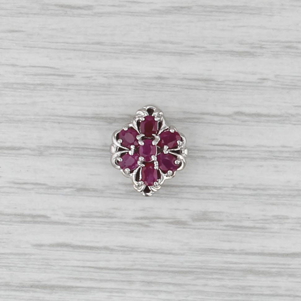 Richard Klein Ruby Flower Slide Bracelet Charm 14k White Gold Vintage