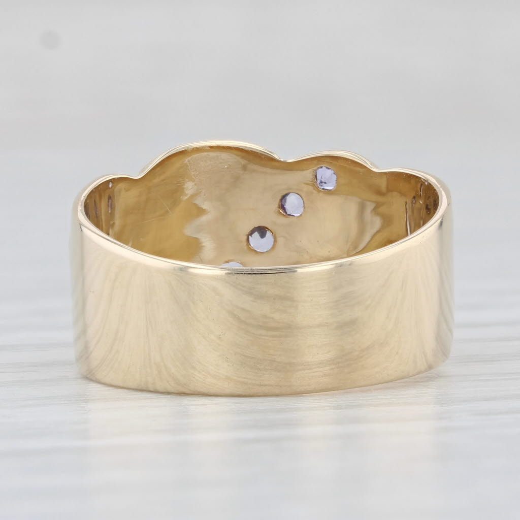 Light Gray 0.18ctw Tanzanite Egyptian Themed Ring 14k Yellow Gold Size 7.75 Figural Vintage