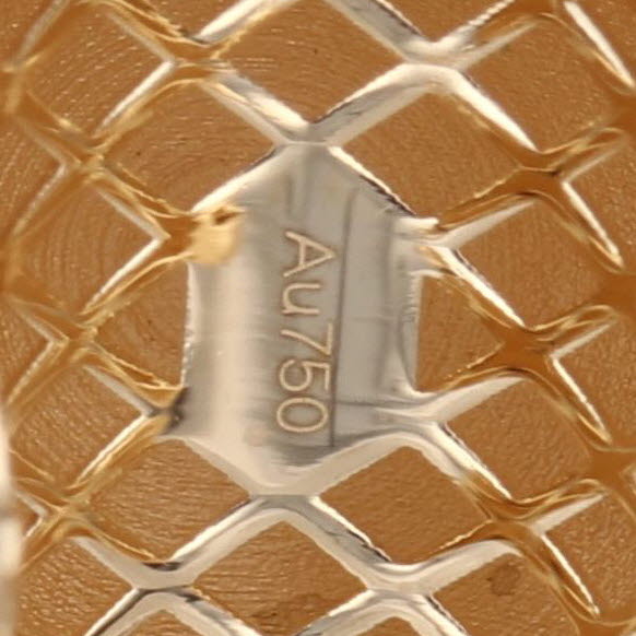 Etched Pattern Hoop Huggie Earrings 18k Yellow Gold Snap Top Posts