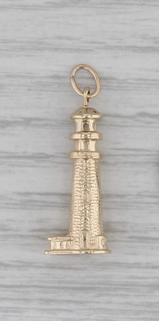 Lighthouse Charm 14k Yellow Gold Nautical Jewelry