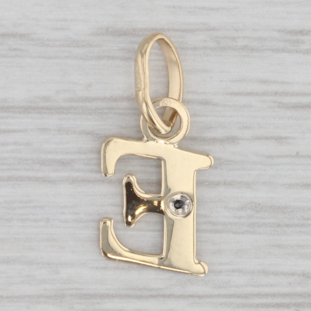 Gray Diamond Accented Letter Initial E Pendant 14k Yellow Gold Charm