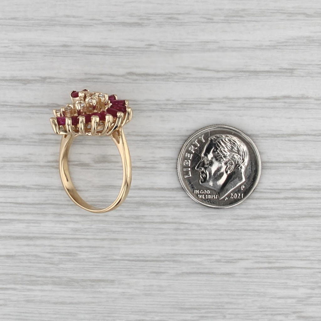 1.90ctw Ruby Diamond Ring 14k Yellow Gold Cocktail Statement Size 6