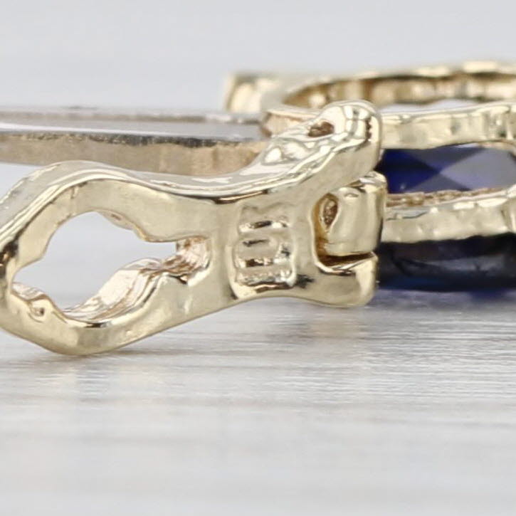 Lab Created Blue Sapphire Diamond Tennis Bracelet 10k Yellow Gold 6.75" 4.8mm