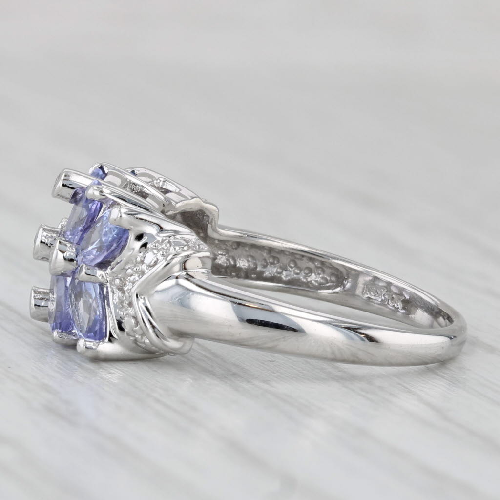 Light Gray 2.02ctw Tanzanite Diamond Cluster Ring 10k White Gold Size 7