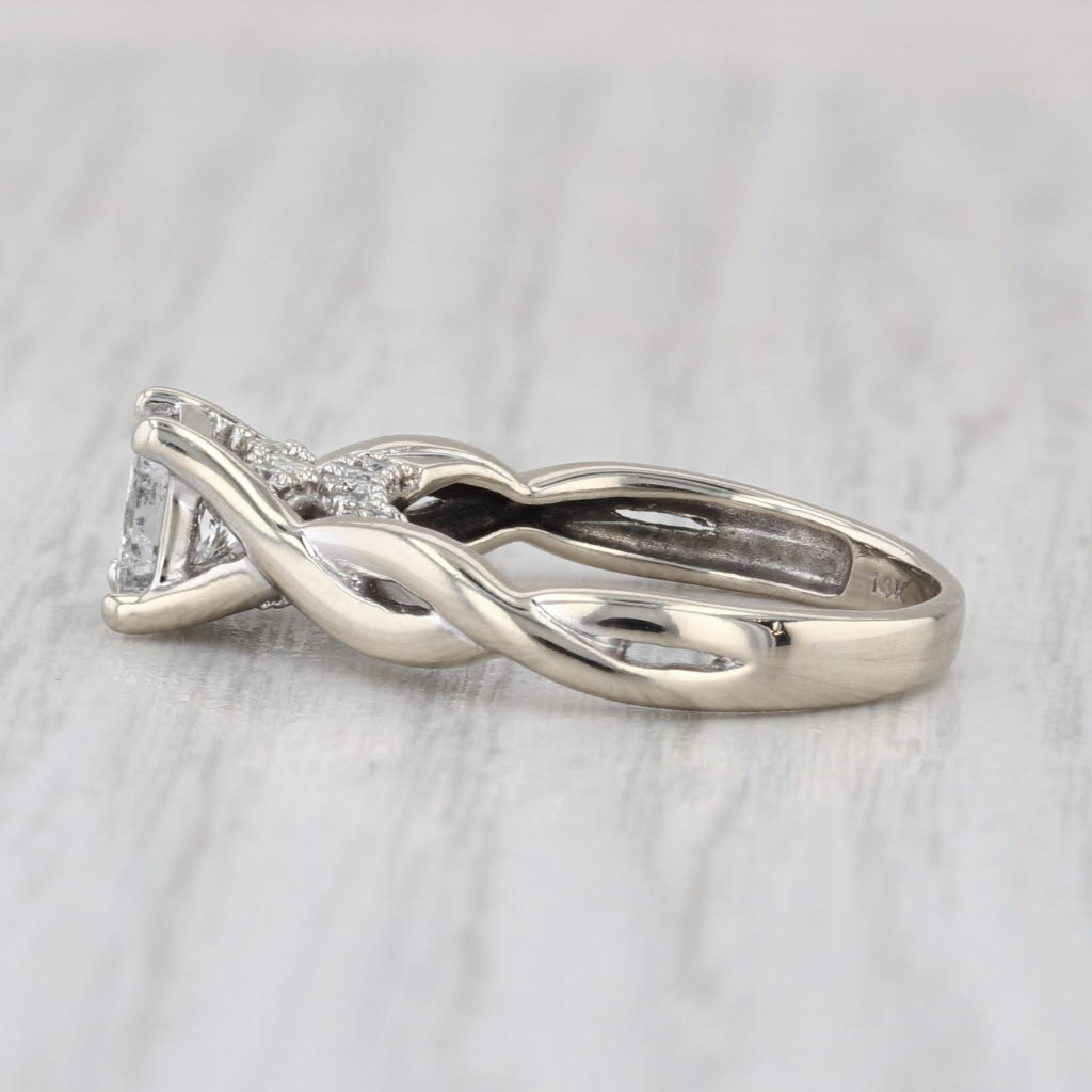 0.88ctw Princess Diamond Engagement Ring 14k White Gold Size 5.25