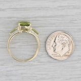 3.13ctw Cushion Green Peridot Diamond Ring 10k Yellow Gold Size 7.25
