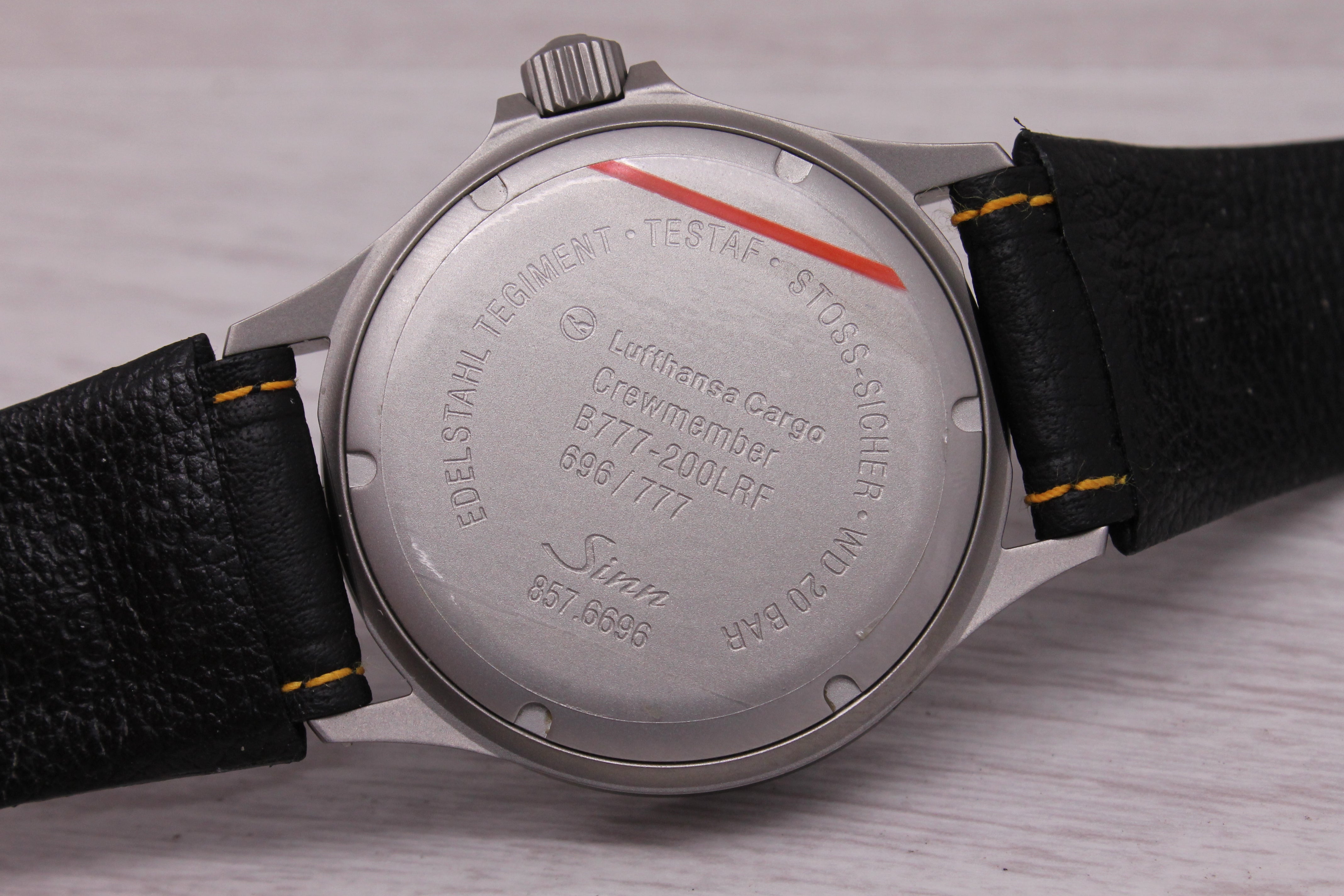 Dark Gray Sinn 857 UTC TESTAF Mens 43mm Steel Automatic Watch 857.6696 w Strap & Box