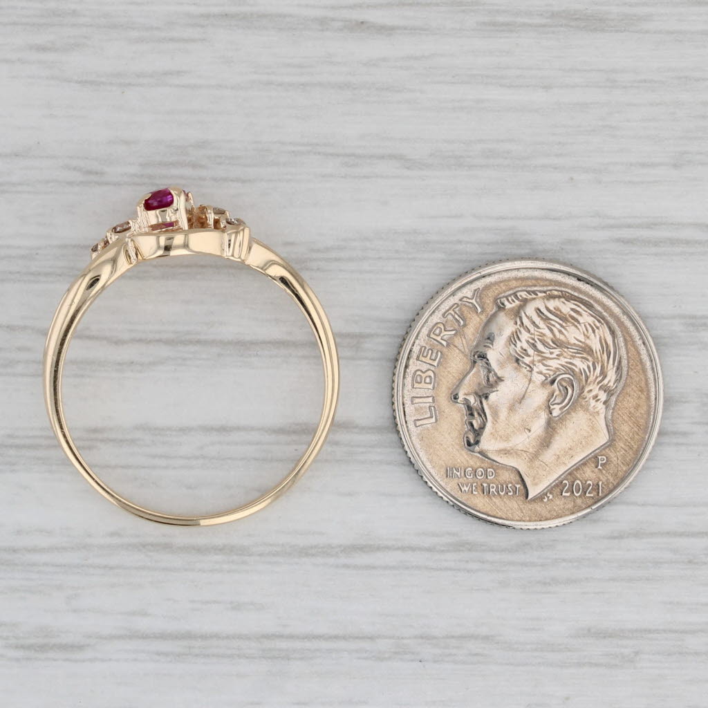 Gray 0.13ct Oval Ruby Diamond Ring 10k Yellow Gold Size 6.75