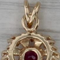 0.65ctw Ruby Diamond Halo Pendant 14k Yellow Gold Small Drop