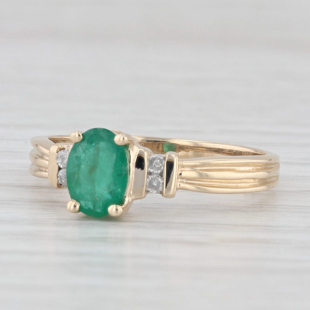 Light Gray 0.81ctw Oval Emerald Diamond Ring 10k Yellow Gold Size 7