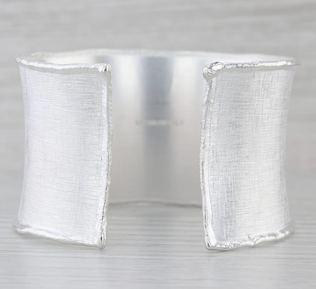 Milor Italy Brushed Silver Cuff Bracelet Sterling Statement 7.5" 41mm