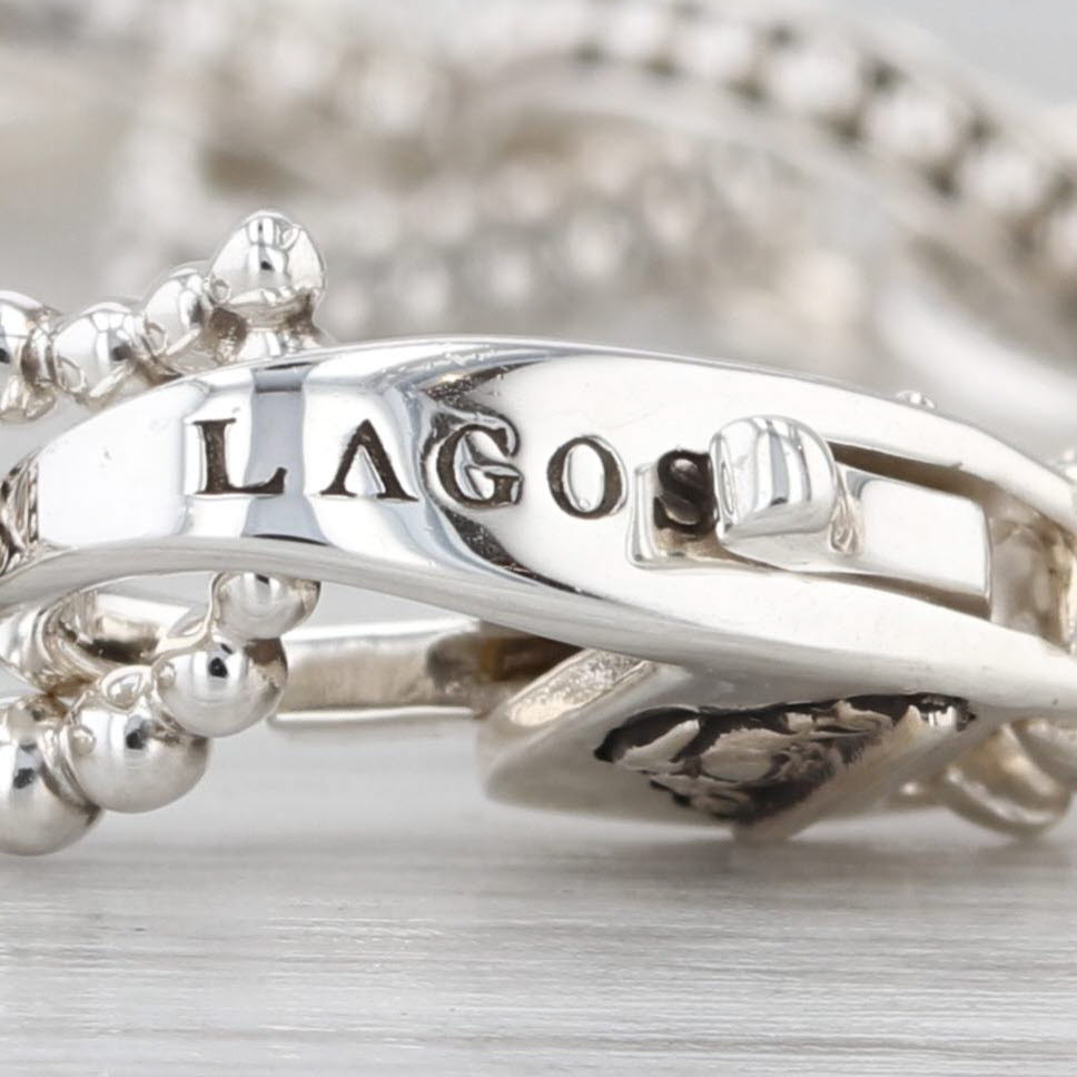 New Lagos Caviar Cable Chain Bracelet Sterling Silver w/ Pouch Card 7.75" 8.7mm