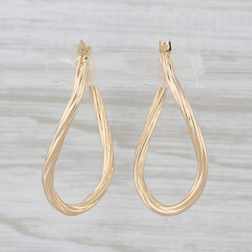 Curved Hoop Earrings 14k Yellow Gold Snap Top Oval Hoops