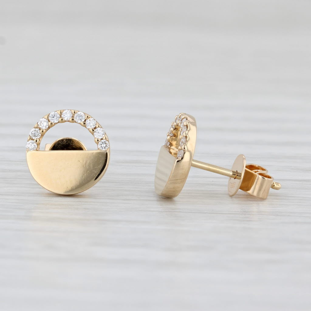 Light Gray New Small 0.12ctw Diamond Circle Stud Earrings 14k Yellow Gold