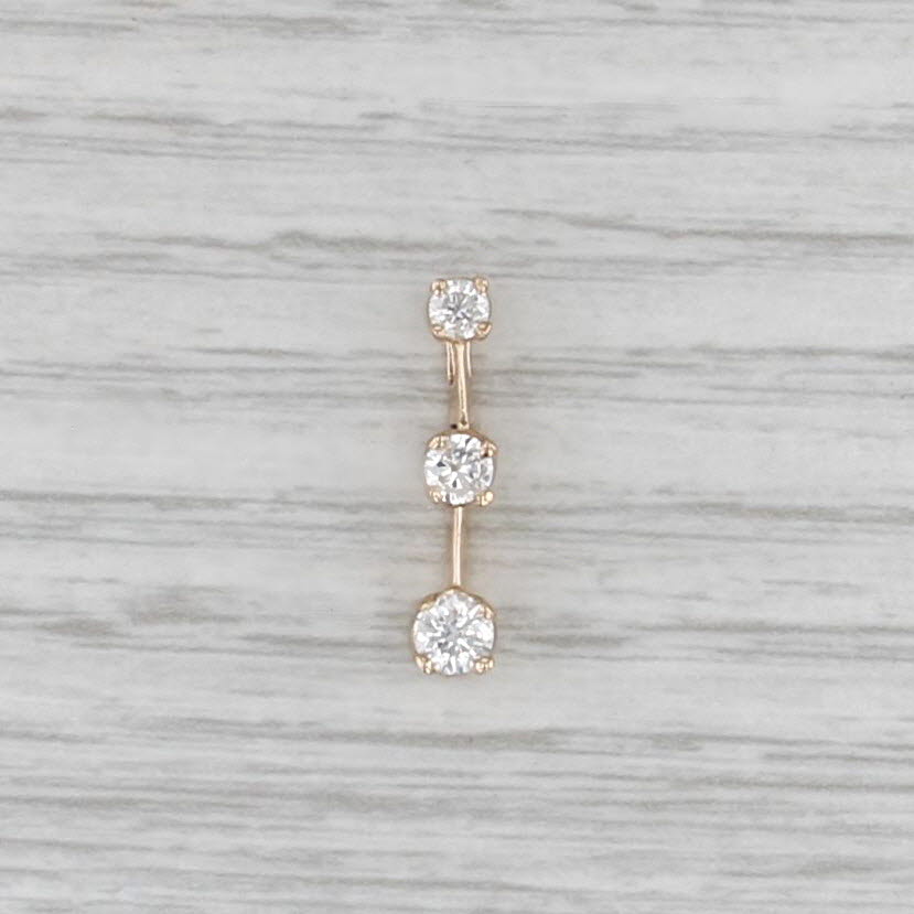 0.42ctw Graduated Diamond 3-Stone Journey Pendant 14k Yellow Gold Floating Drop