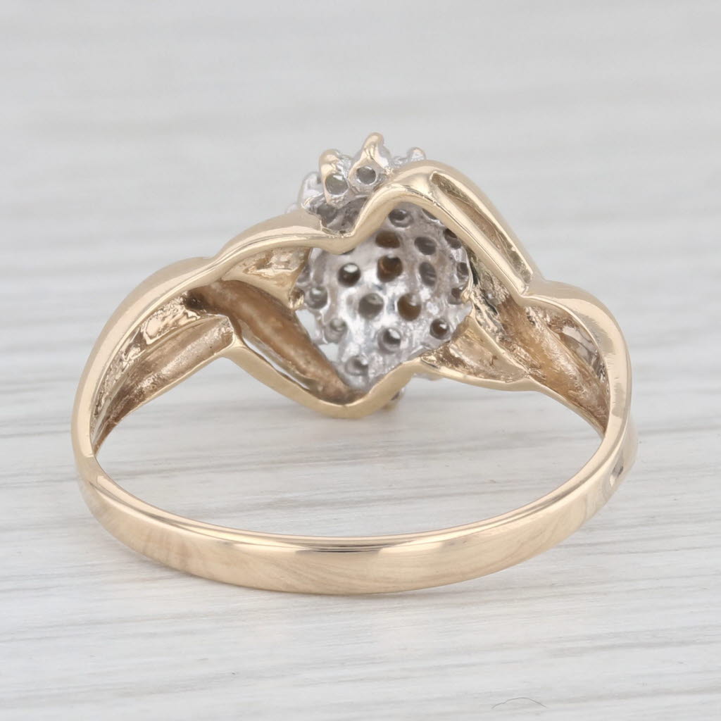 Light Gray 0.25ctw Diamond Cluster Bypass Ring 10k Yellow Gold Size 11.25