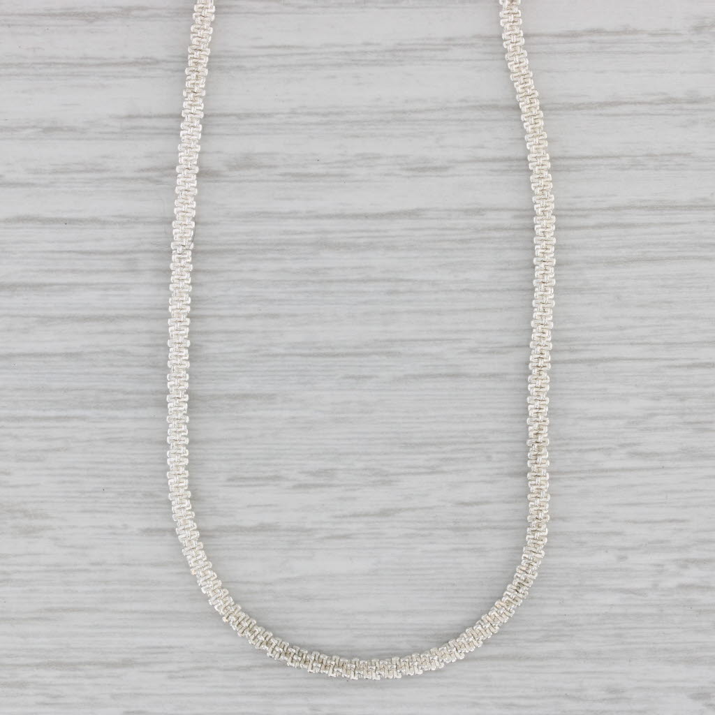 2.5mm 925 Sterling Silver PopCorn Chain Necklace - Rhodium Finish, Made In Italy (Multiple Lengths)-491319