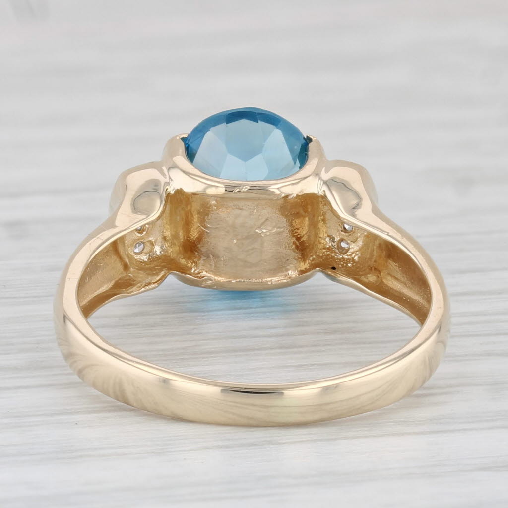 Light Gray 3.40ctw Oval Blue Topaz Diamond Ring 14k Yellow Gold Size 7.25