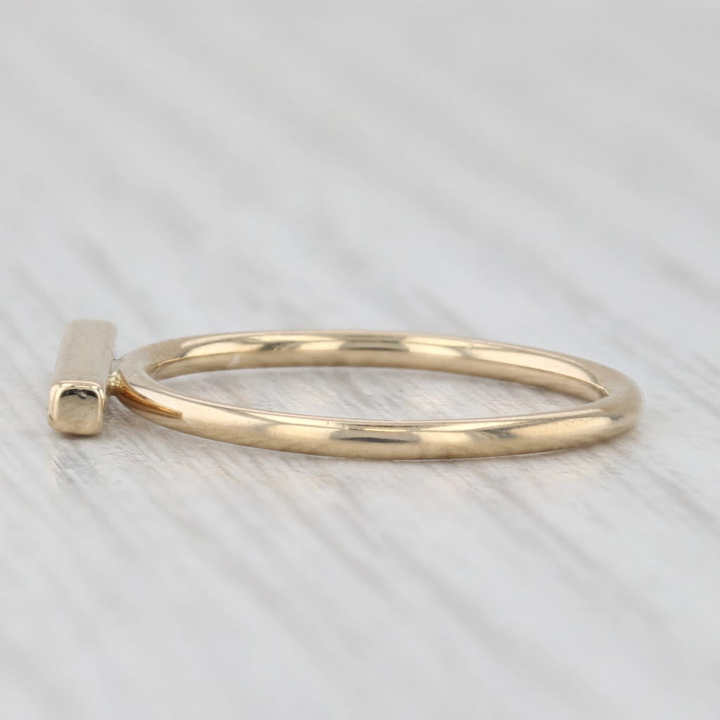 Diamond Accented Bar Ring 14k Yellow Gold Stackable Size 5.25