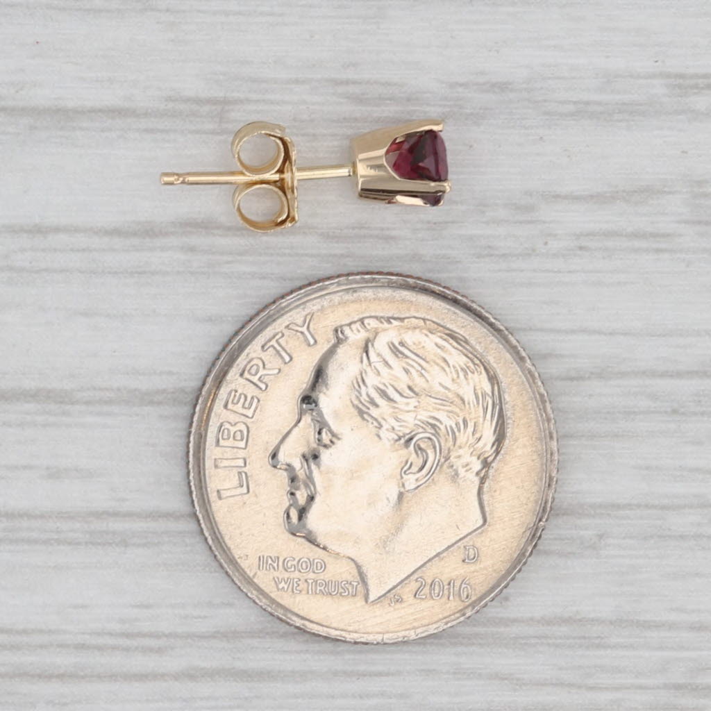 Light Gray Single 0.40ct Round Rhodolite Garnet Stud Solitaire Earring 14k Yellow Gold