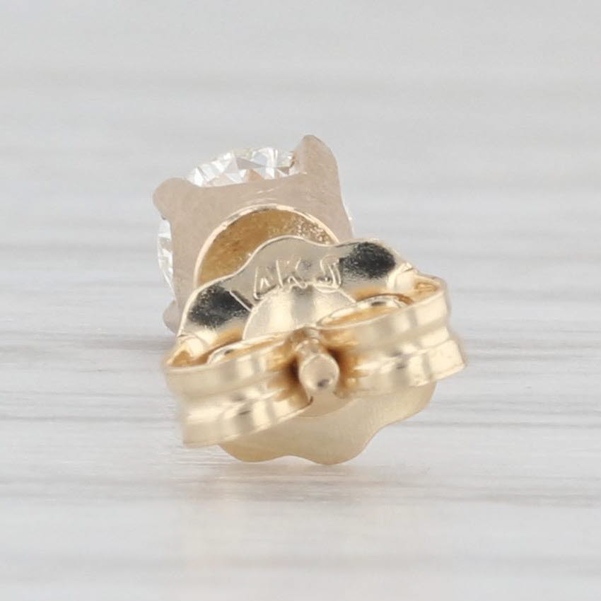 Light Gray Single 0.20ct Diamond Solitaire Stud Earring 14k Yellow Gold Round Brilliant