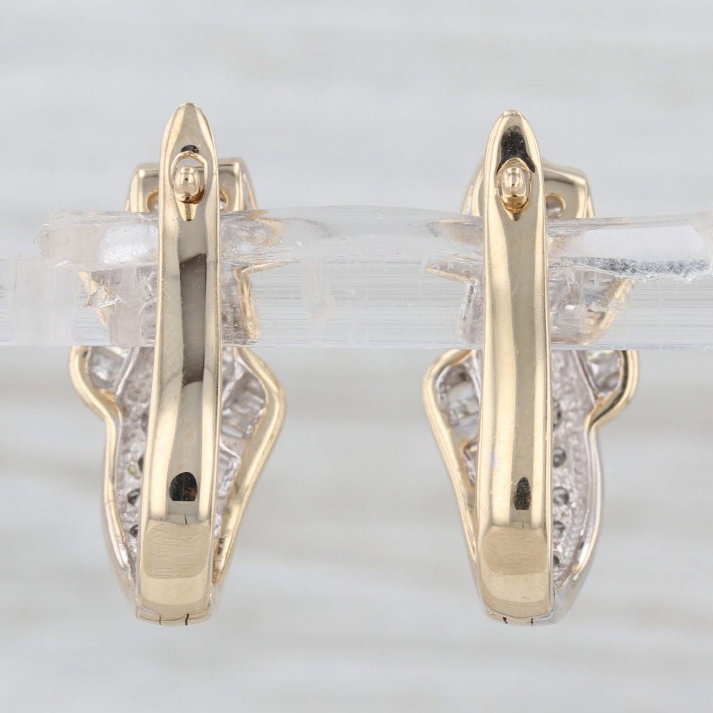 0.90ctw Diamond J-Hook Earrings 10k Yellow Gold Journey Drops