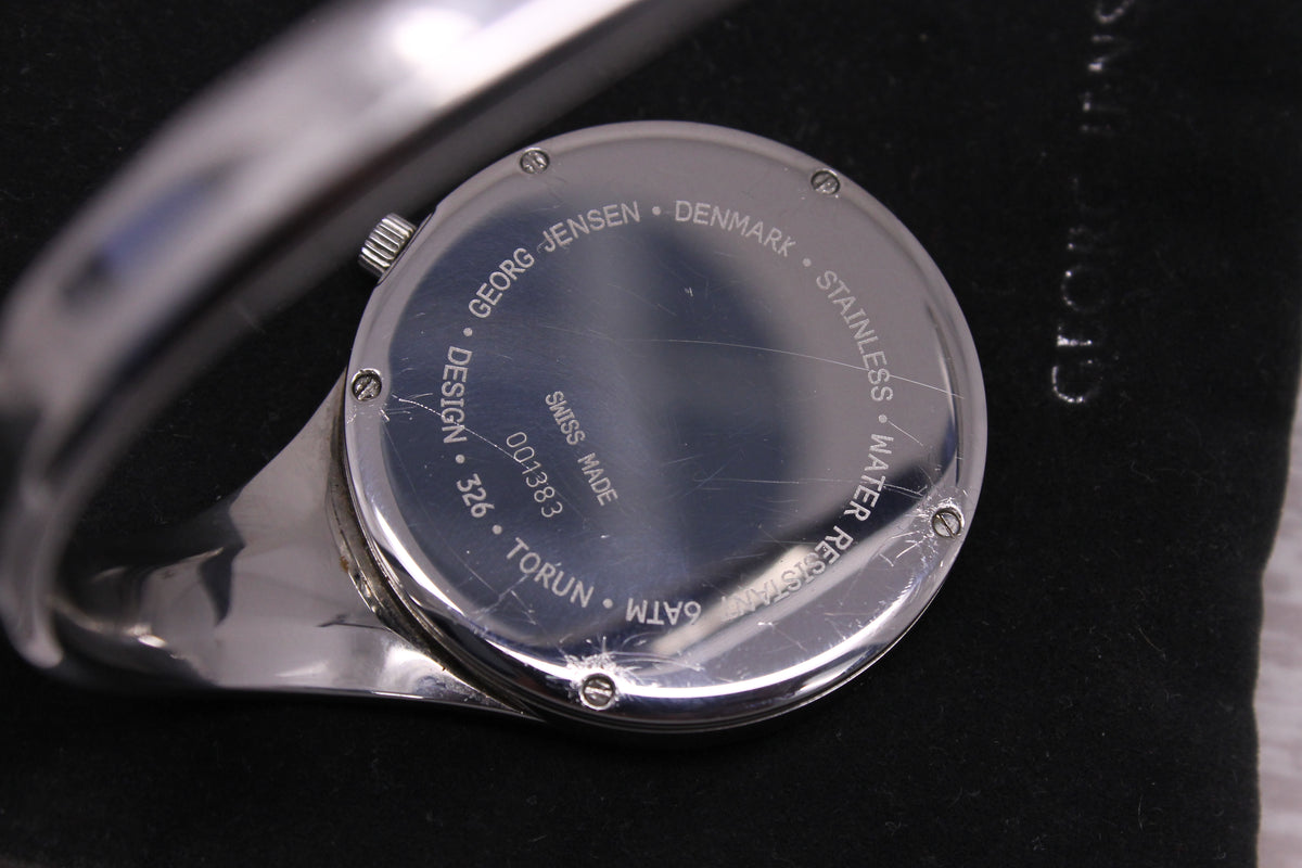 Georg Jensen Vivianna Torun 326 Ladies Watch 33mm Quartz Open Bangle Mirror Dial