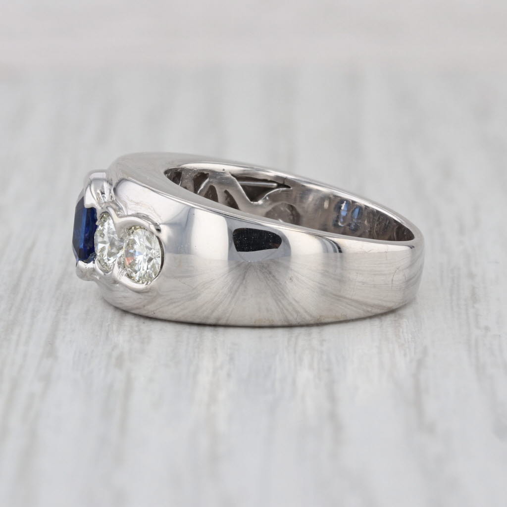 2.11ctw Blue Sapphire Diamond Ring 14k White Gold Size 8.5