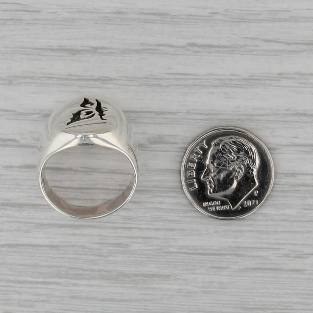 Stamped Butterfly Ring Sterling Silver Size 6.25 Statement Signet