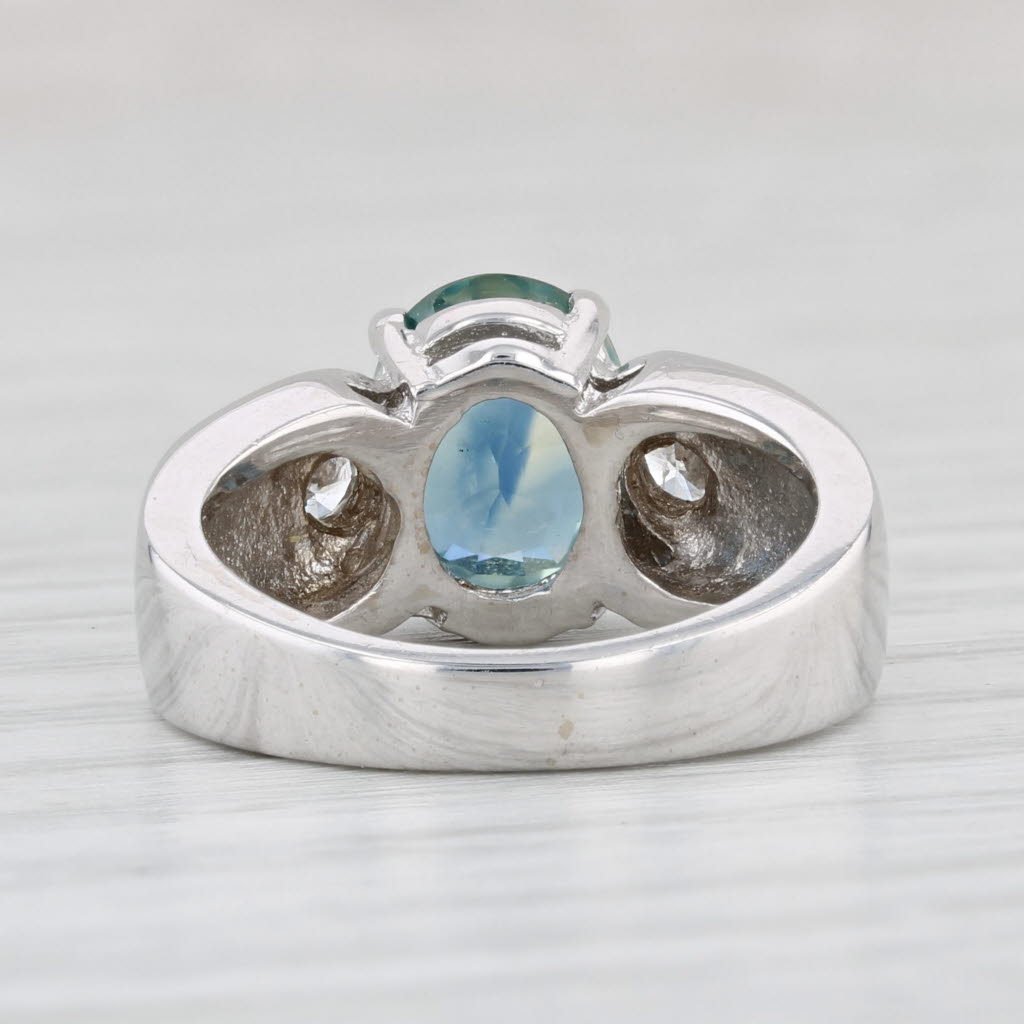 Light Gray 2.70ctw Oval London Blue Sapphire Diamond Ring 14k White Gold Size 4.25