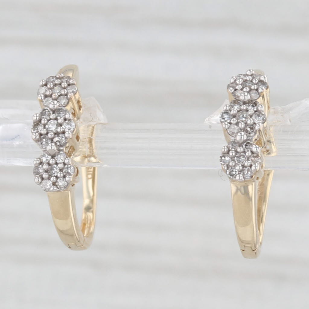 Light Gray 0.20ctw Diamond Journey J-Hook Earrings 10k Yellow Gold