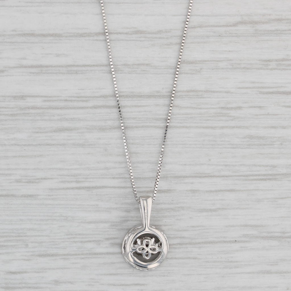 Gray 0.15ctw Dancing Diamond Halo Pendant Necklace 10k White Gold 18.5" Box Chain