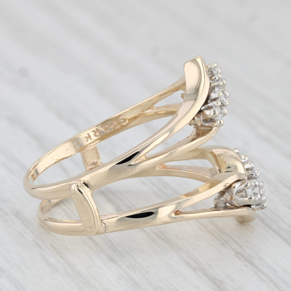 Light Gray Spark 0.27ctw Diamond Ring Jacket Wrap Guard 14k Gold Wedding Bridal Size 8