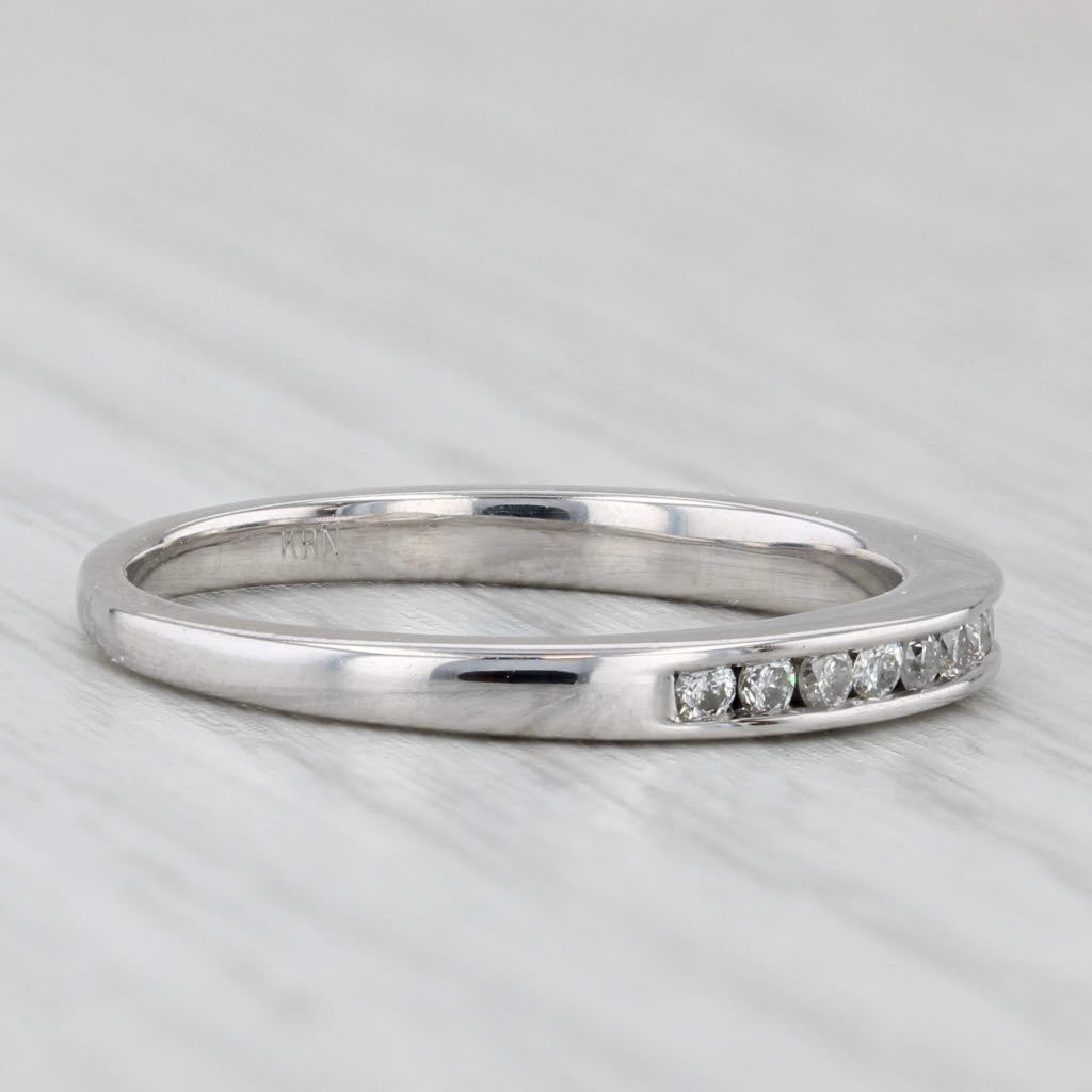 Light Gray 0.24ctw Diamond Wedding Band 14k White Gold Size 6.75 Stackable Channel Set
