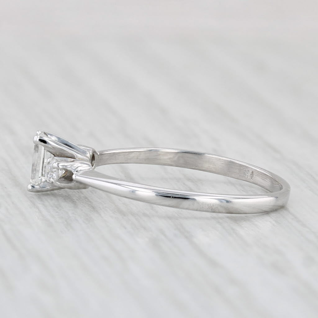Light Gray 0.44ctw Emerald Cut Diamond Engagement Ring 14k White Gold Size 6.5