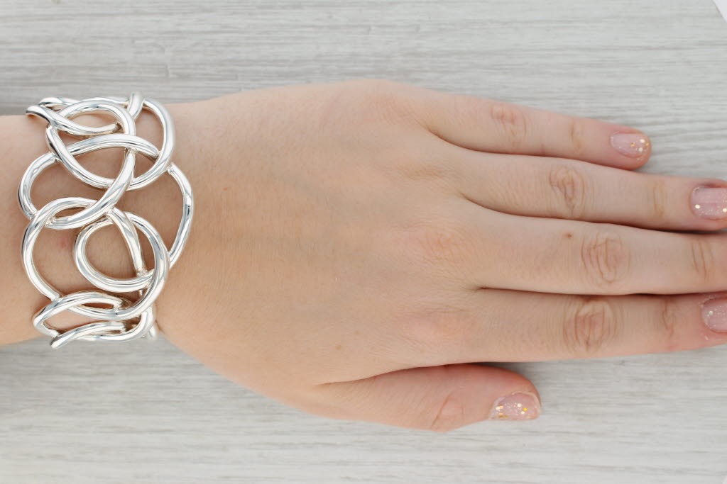 Gray Angela Cummings Knot Work Cuff Bracelet Sterling Silver Statement 6.75" 45.4mm