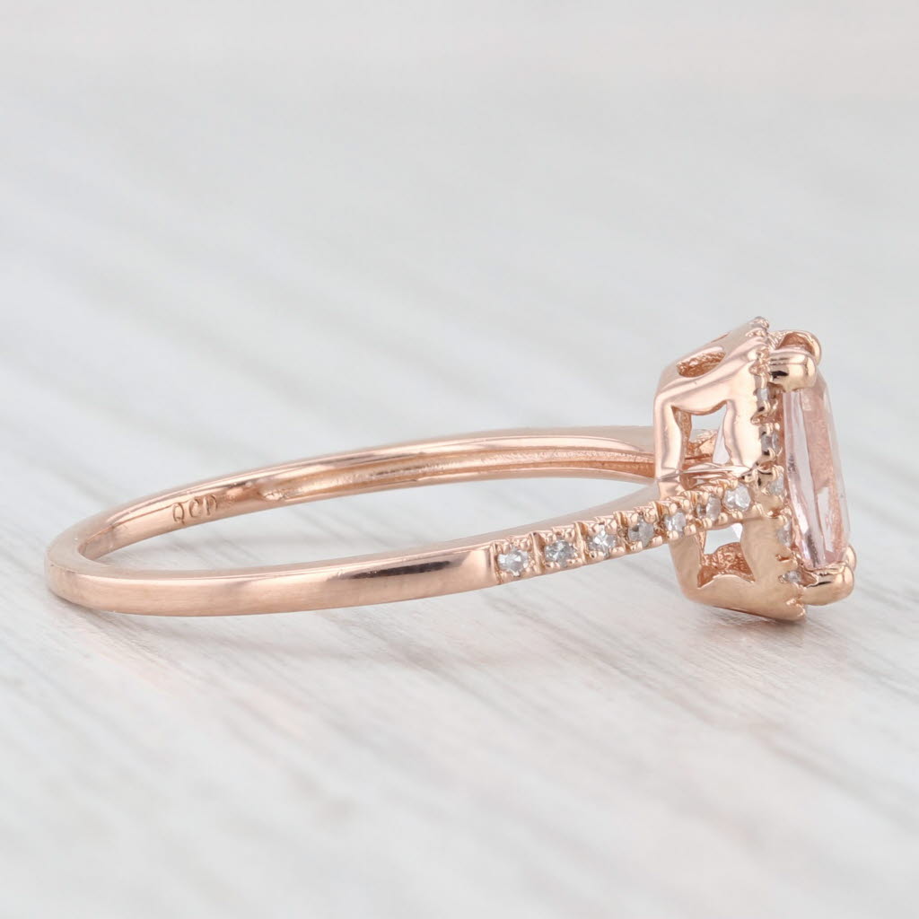Light Gray 0.91ctw Morganite Diamond Halo Ring 14k Rose Gold Size 7.25 Engagement