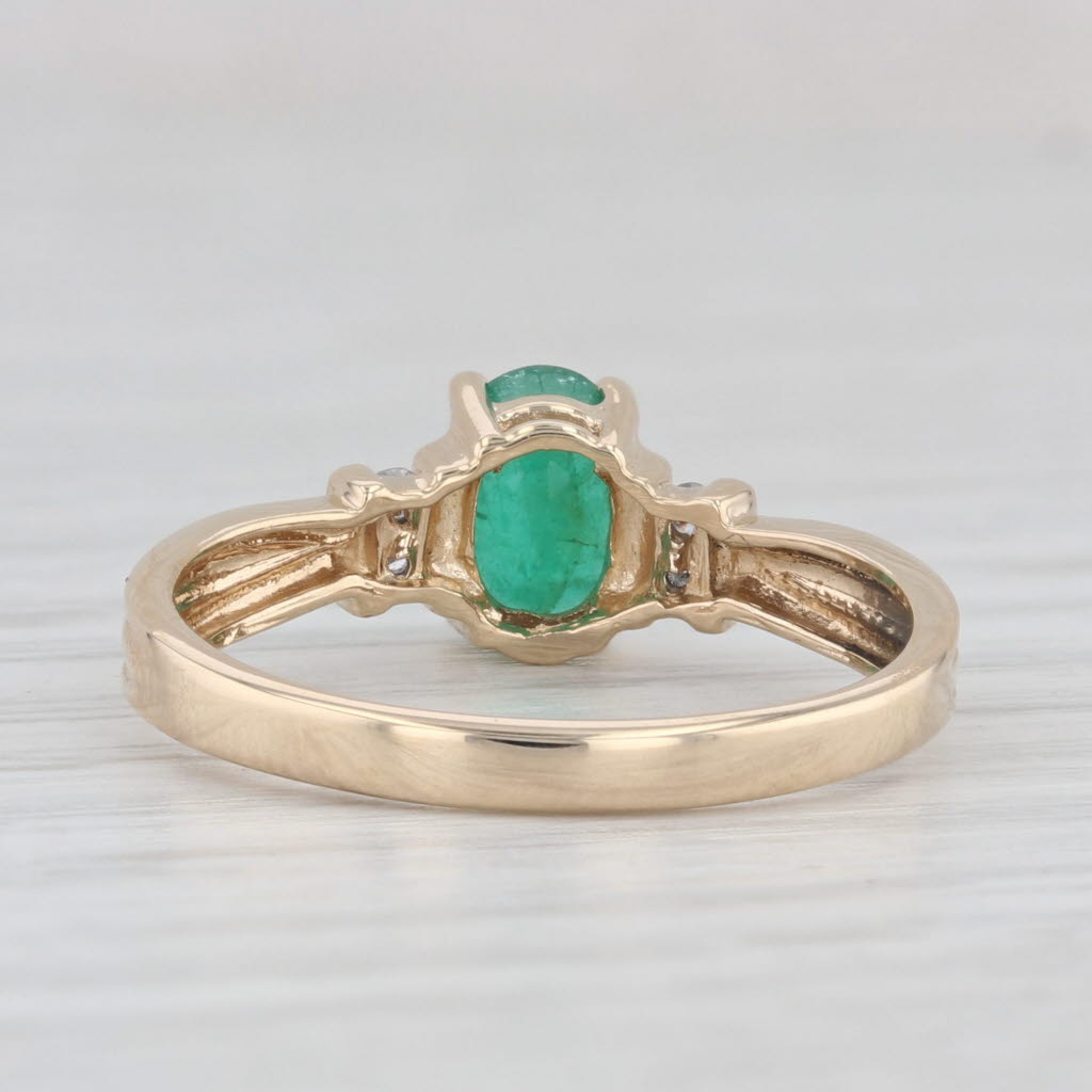 Light Gray 0.81ctw Oval Emerald Diamond Ring 10k Yellow Gold Size 7