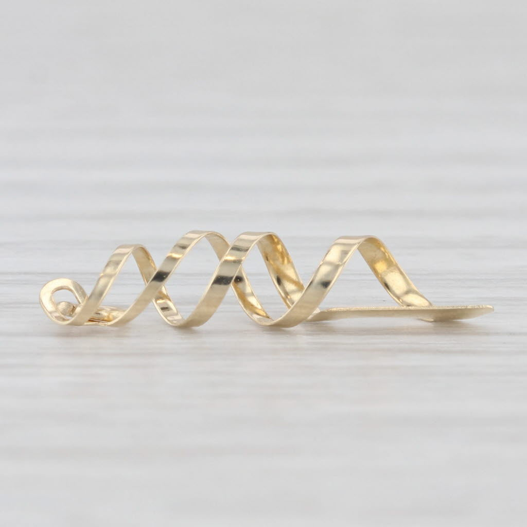 Light Gray Small Twist Coil Spiral Pendant Charm 14k Yellow Gold