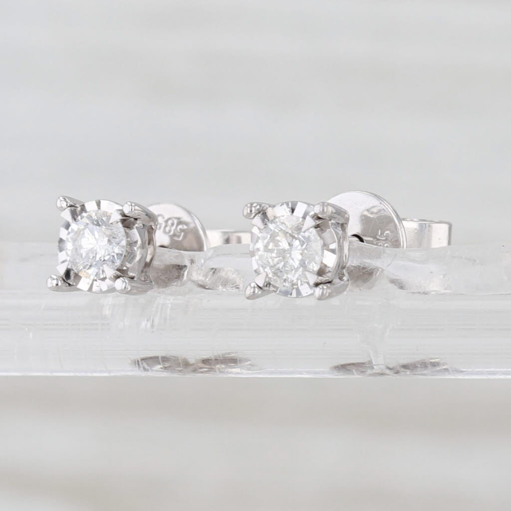 0.20ctw Round Solitaire Diamond Stud Earrings 14k White Gold Studs