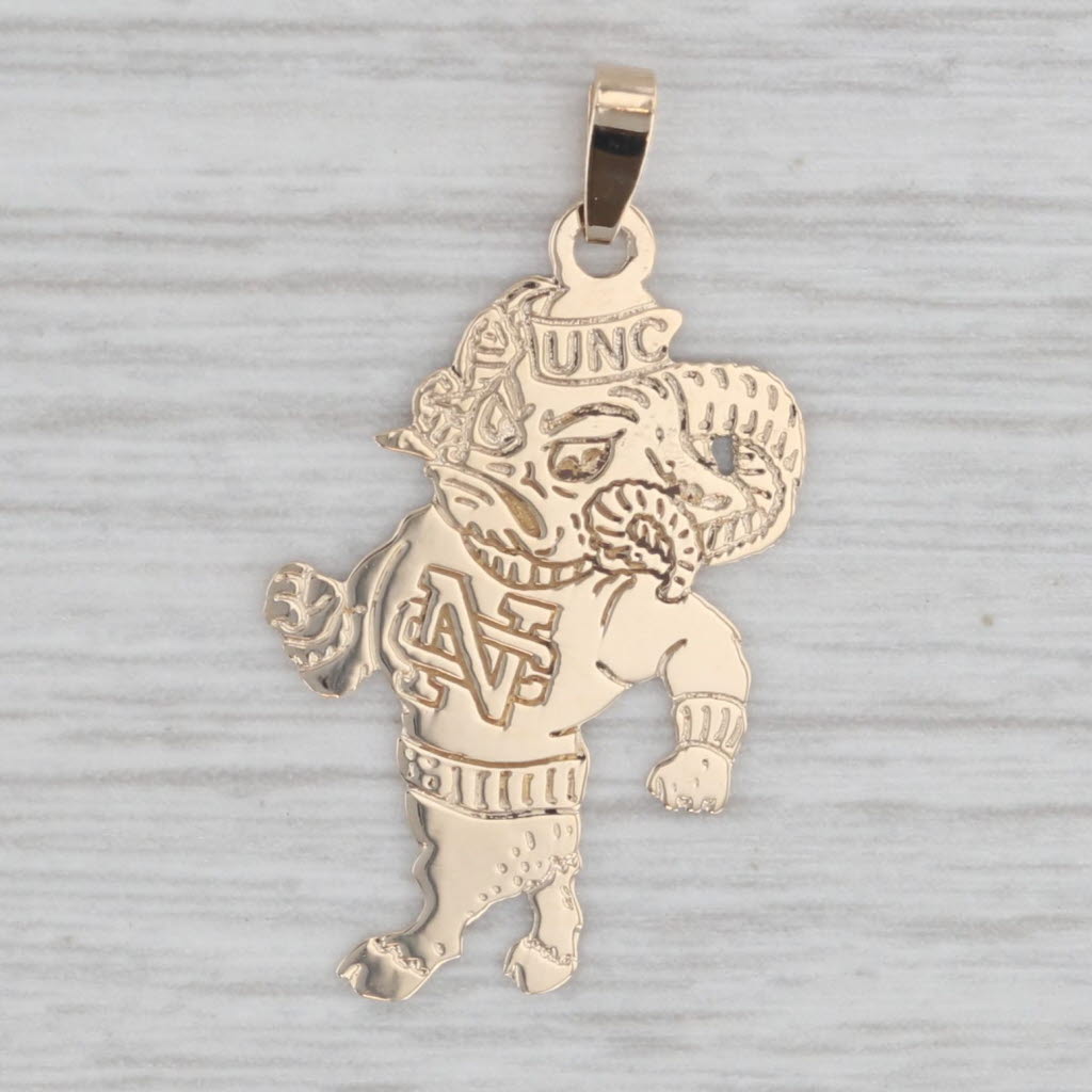 Gray UNC Chapel Hill Rameses Ram Pendant 14k Gold University North Carolina Mascot