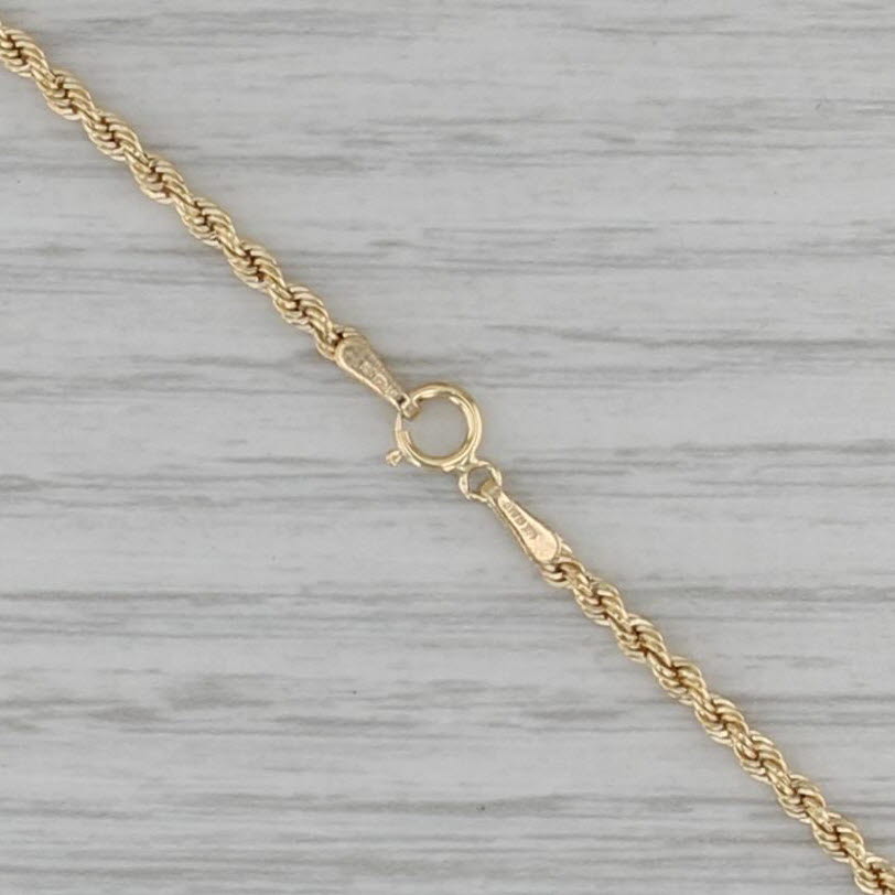 24" 2.1mm Rope Chain Necklace 14k Yellow Gold Italy