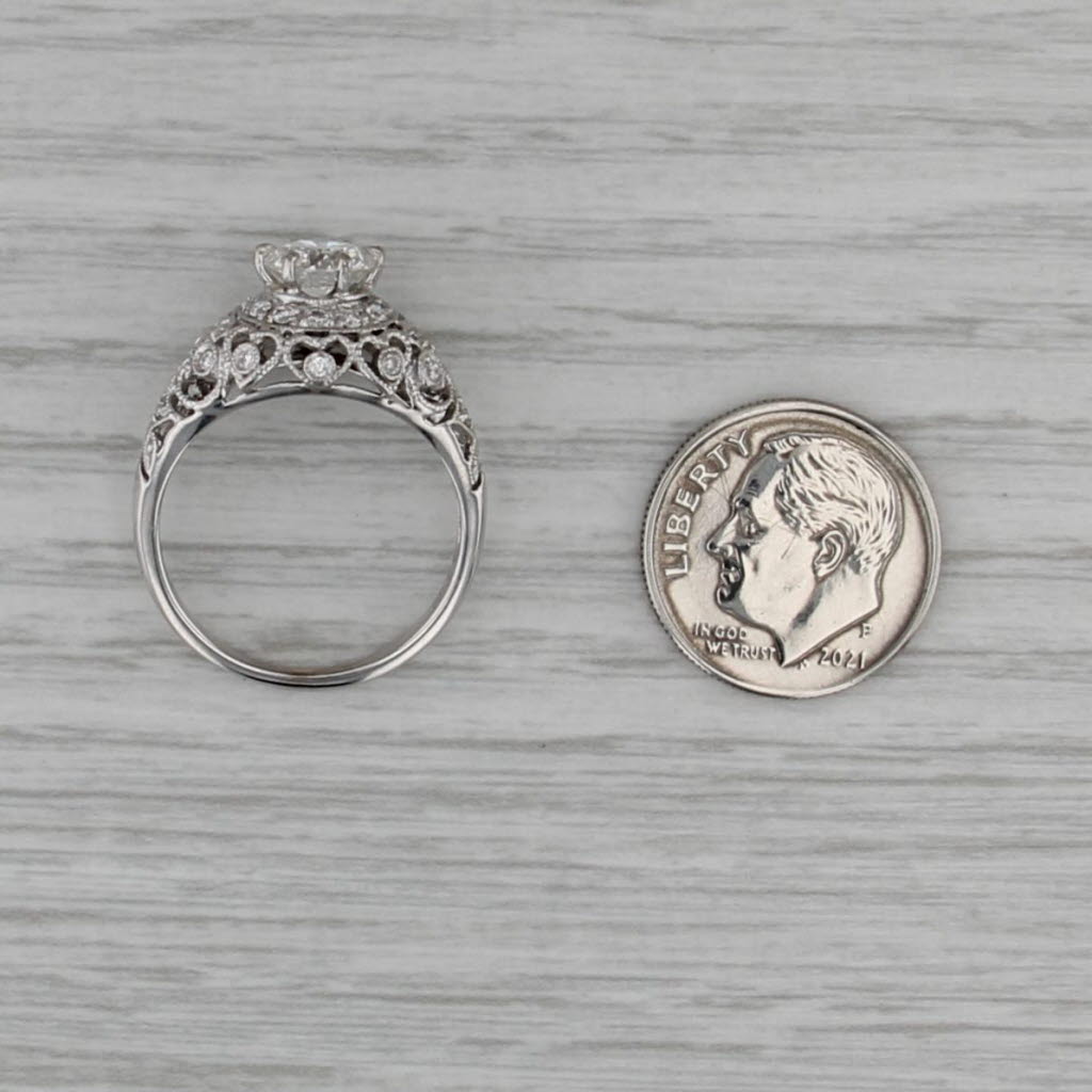 1.34ctw Lab Grown Diamond Halo Hearts Engagement Ring 14k White Gold Sz 7.5 IGI