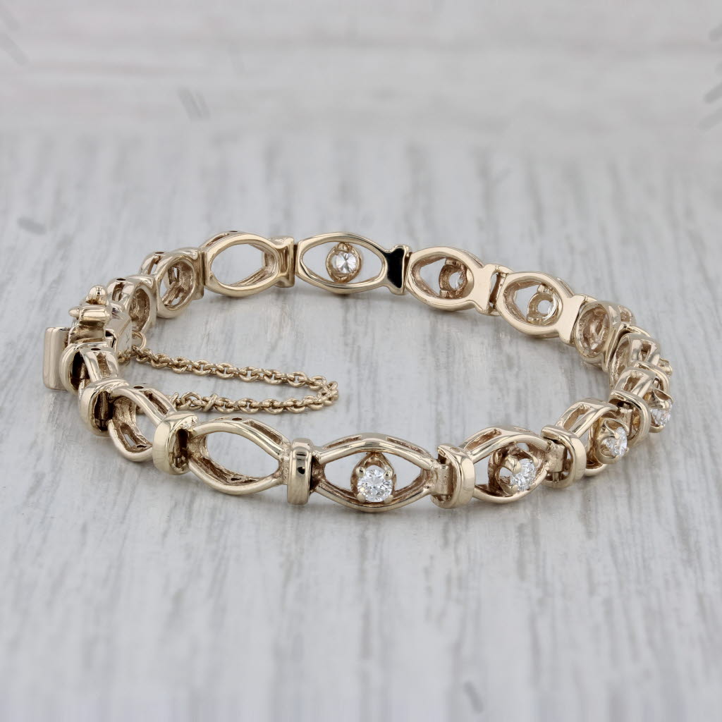 Gray 0.50ctw Diamond Tennis Bracelet 14k Yellow Gold 6.75" 5.8mm